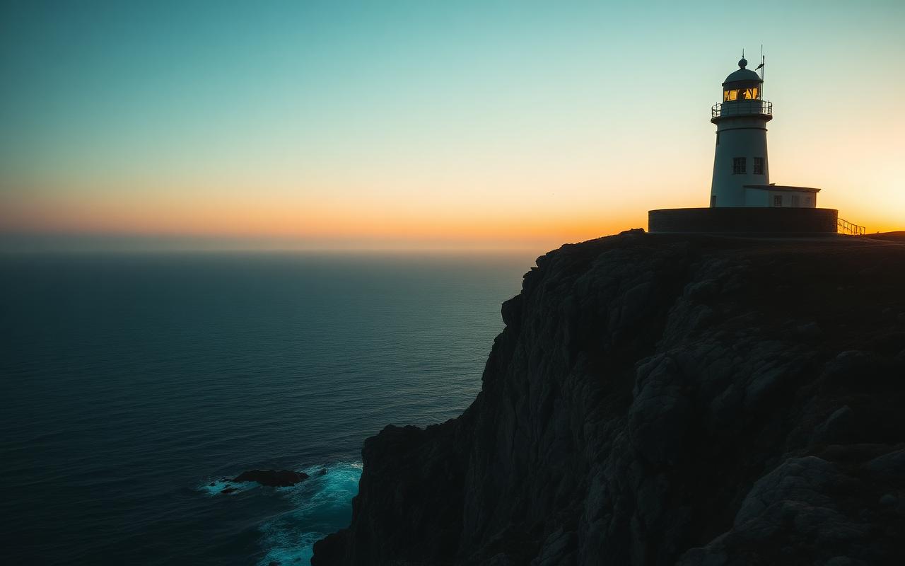 Leuchtturm am Cape Point auf der Kap-Halbinsel bei Sonnenuntergang